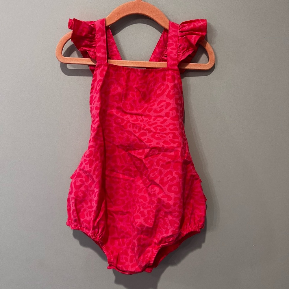 Giselle Poplin Ruffled Strap Bubble Romper, 18-24 months